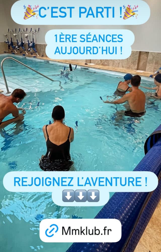 Séance d'aquabike réalisée au MMKlub à Marseille